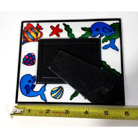 Glass Hand-Painted Sea Life Picture Frame Holds 2"x3" Photo - Picture 8 of 9